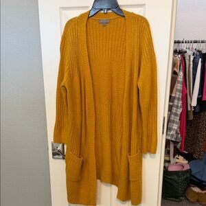 Mustard Ribbed Open Front Cardigan
